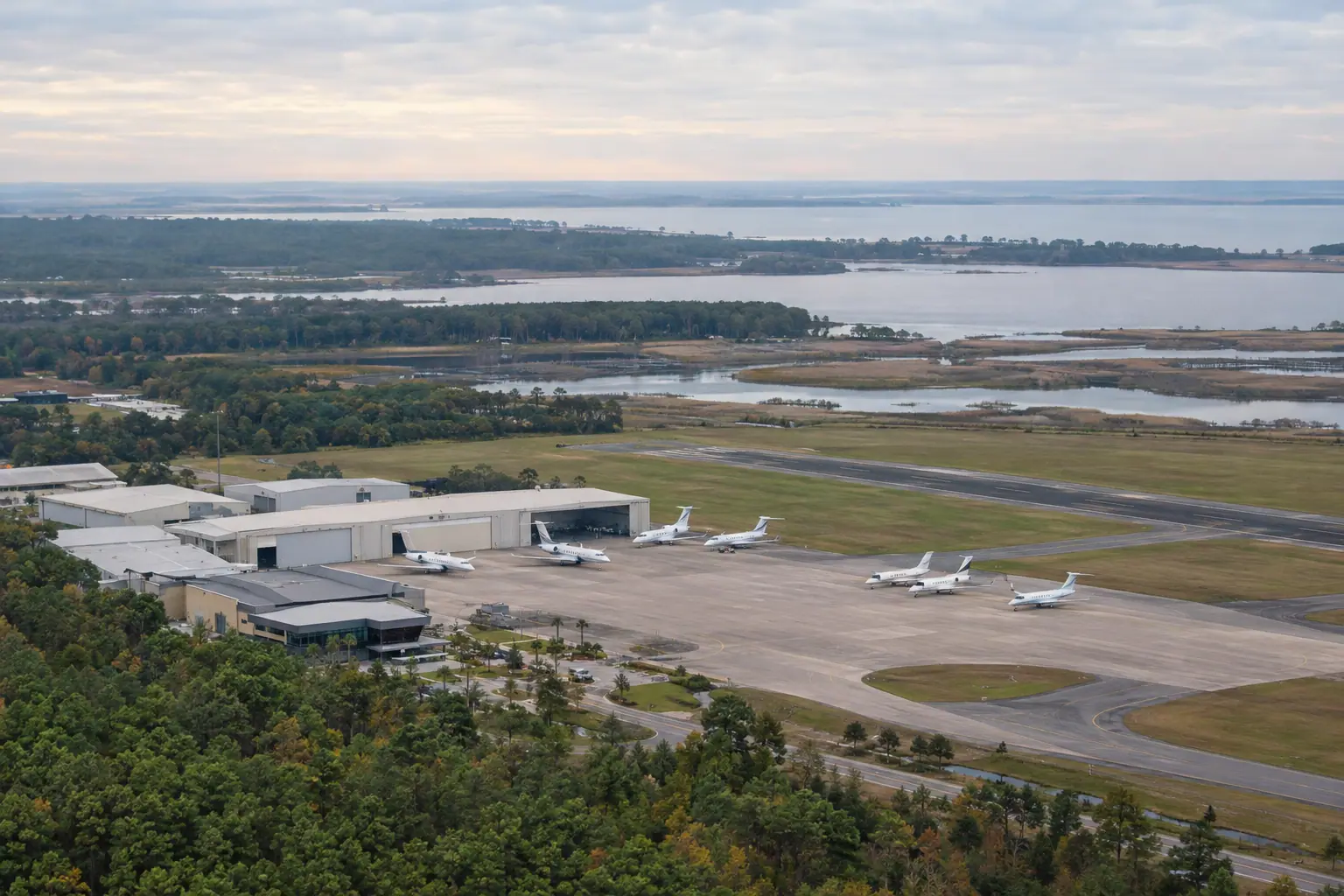 Business aviation ramp near Houston