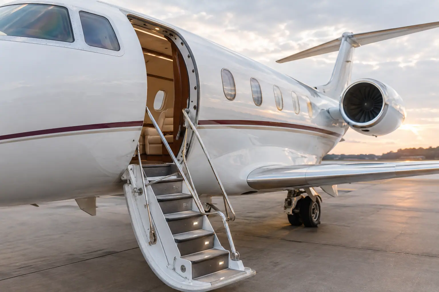 Open airstair of a private jet