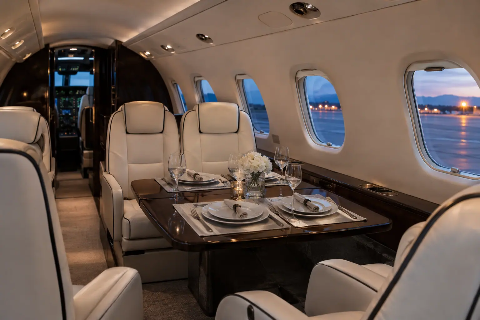 Midsize jet cabin interior